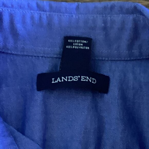 Lands' End Women's Button Front Cotton Polyester Shirt Sz M Blue 143F - Picture 6 of 7